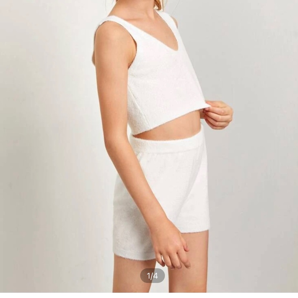 Shein girls fuzzy top and short set